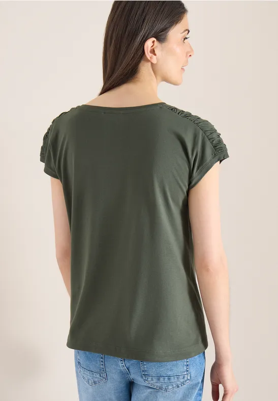 Kurzarmshirt mit Raffdetail