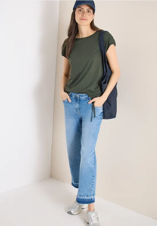 Kurzarmshirt mit Raffdetail