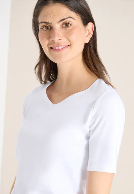 Basic Baumwoll T-Shirt mit V-Ausschnitt