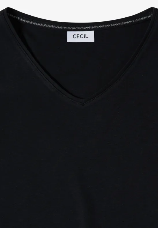 Basic V-Ausschnitt Baumwoll T-Shirt