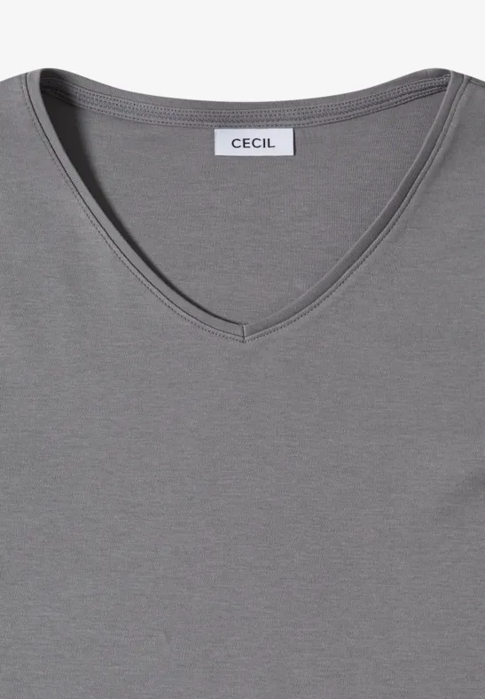 Basic Baumwoll-T-Shirt mit V-Ausschnitt