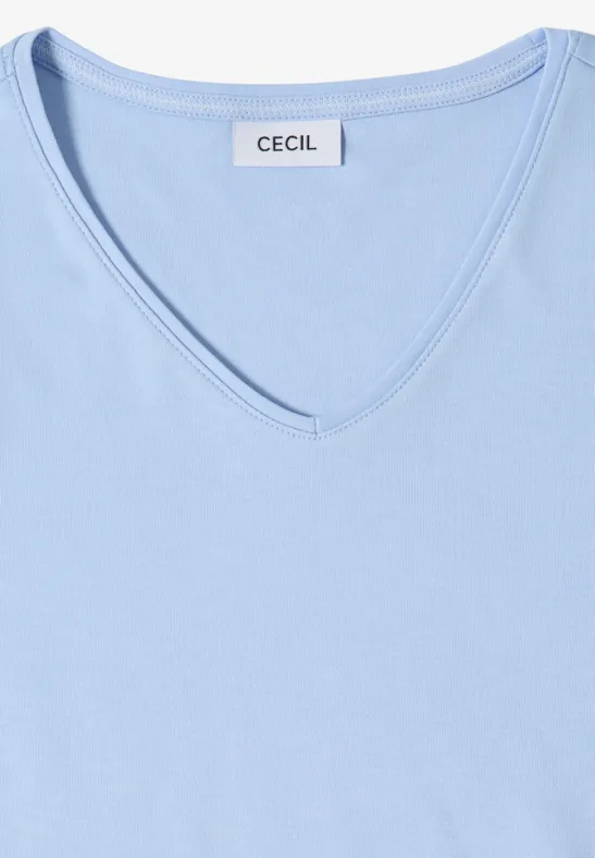 Basic Baumwoll-T-Shirt mit V-Ausschnitt