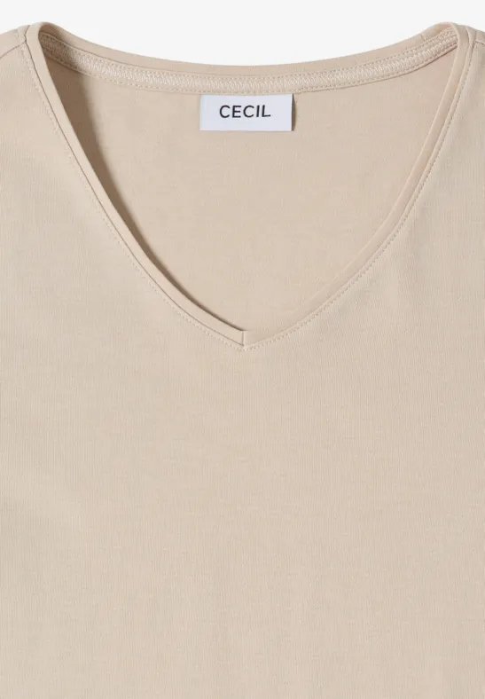 Basic Baumwoll-T-Shirt mit V-Ausschnitt