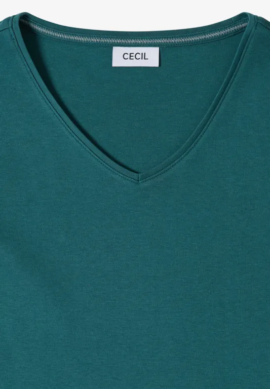 Basic Baumwoll-T-Shirt mit V-Ausschnitt