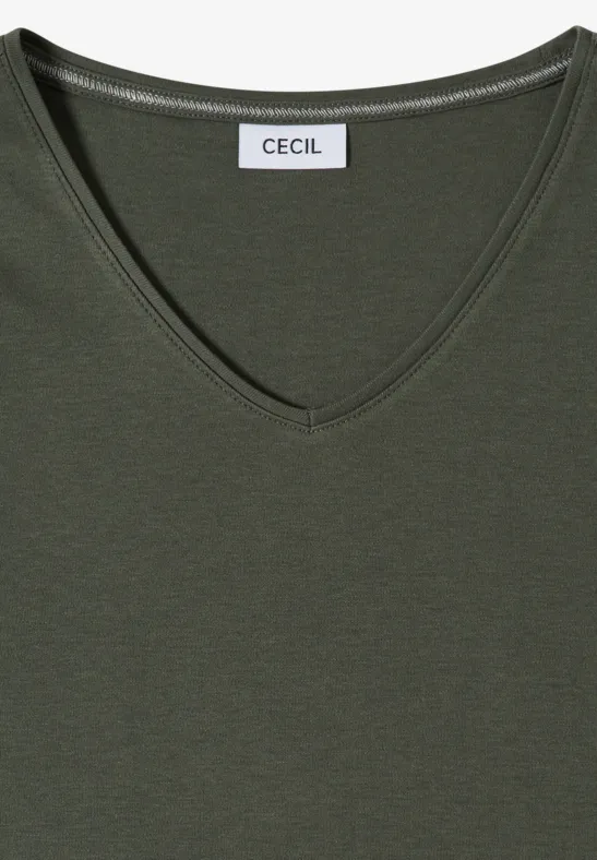 Basic Baumwoll-T-Shirt mit V-Ausschnitt