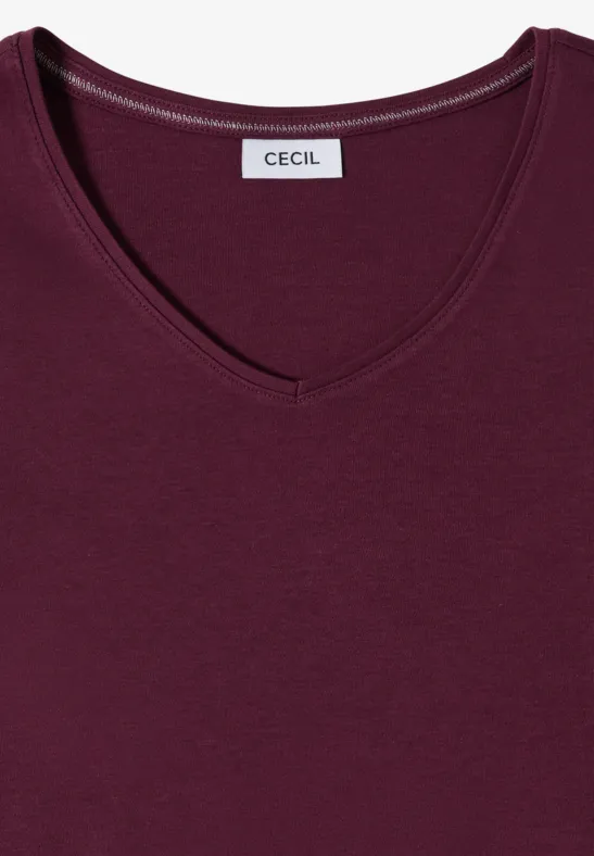 Basic Baumwoll-T-Shirt mit V-Ausschnitt