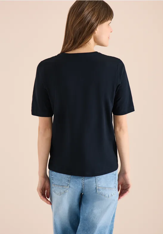 Basic T-Shirt mit V-Ausschnitt und Kurzarm
