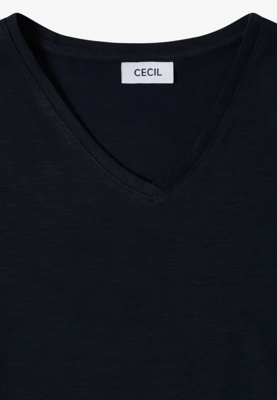 Basic T-Shirt mit V-Ausschnitt und Kurzarm