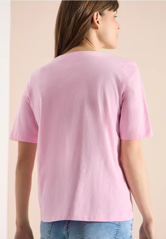 Basic Kurzarm T-Shirt mit V-Ausschnitt