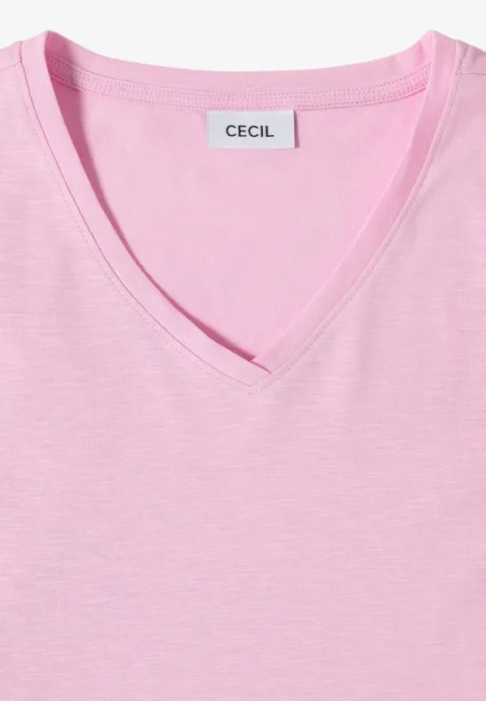 Basic Kurzarm T-Shirt mit V-Ausschnitt