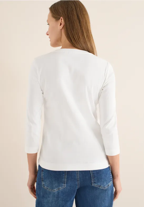 Damen Basic Rippen 3/4 Ärmel Shirt