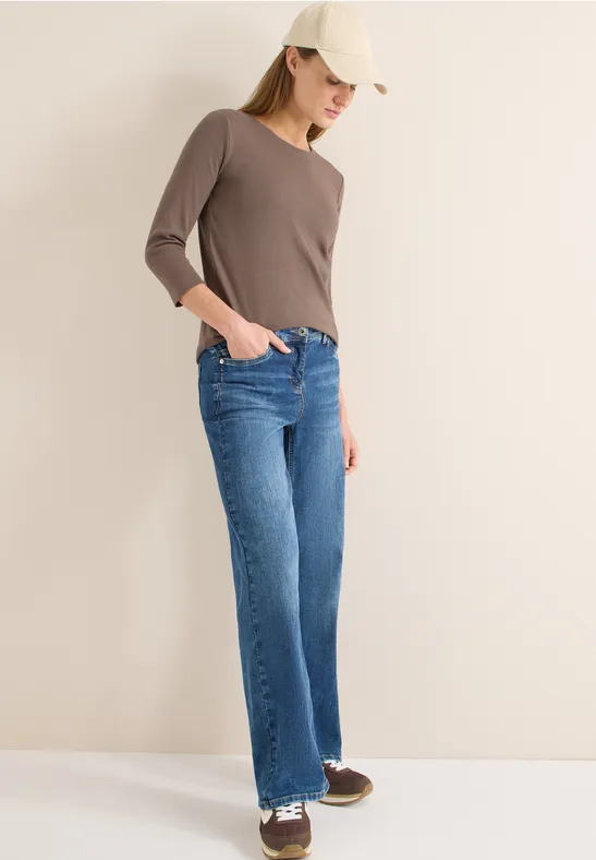 Damen 3/4-Arm Rippshirt