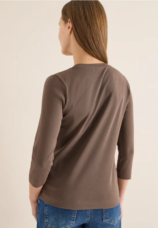 Damen 3/4-Arm Rippshirt