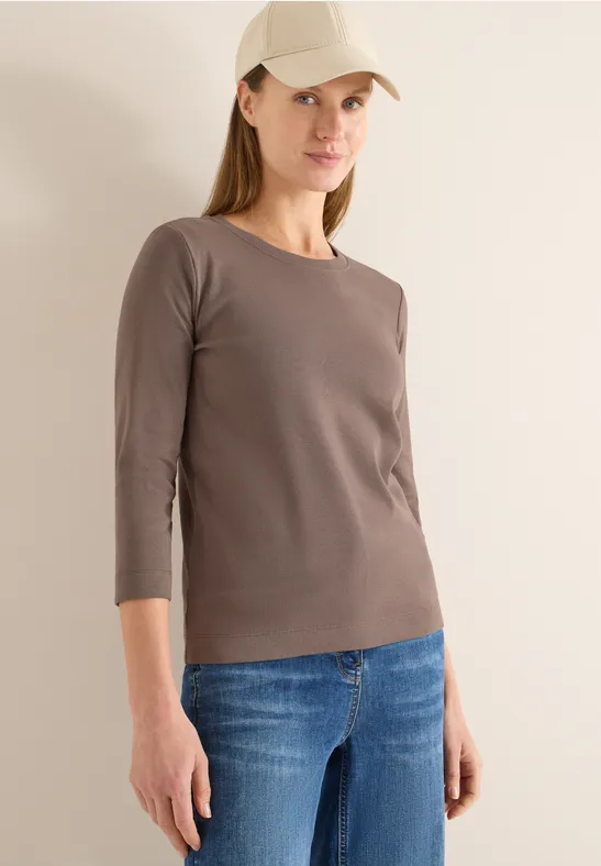 Damen 3/4-Arm Rippshirt