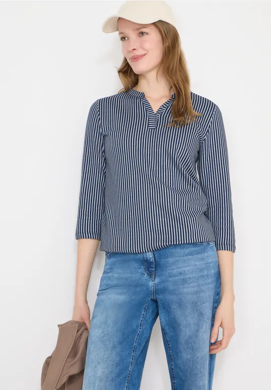 Klassisches gestreiftes Baumwoll-T-Shirt