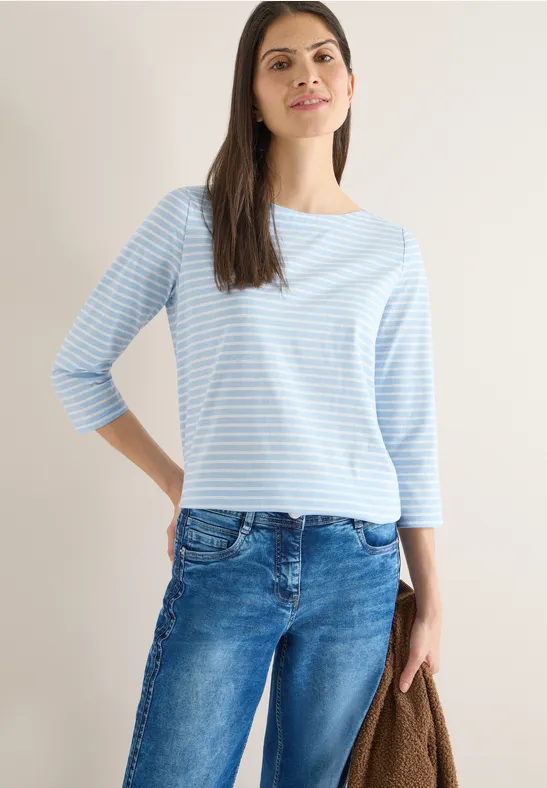 Klassisches gestreiftes Baumwoll-T-Shirt