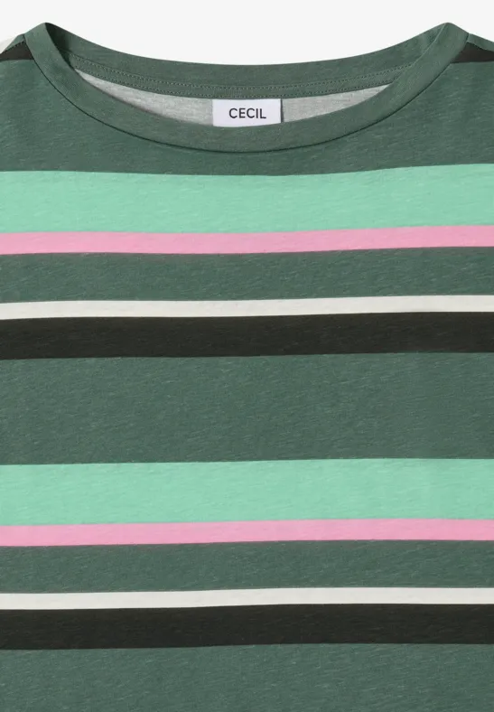 Gestreiftes Baumwollshirt mit 3/4-Ärmeln