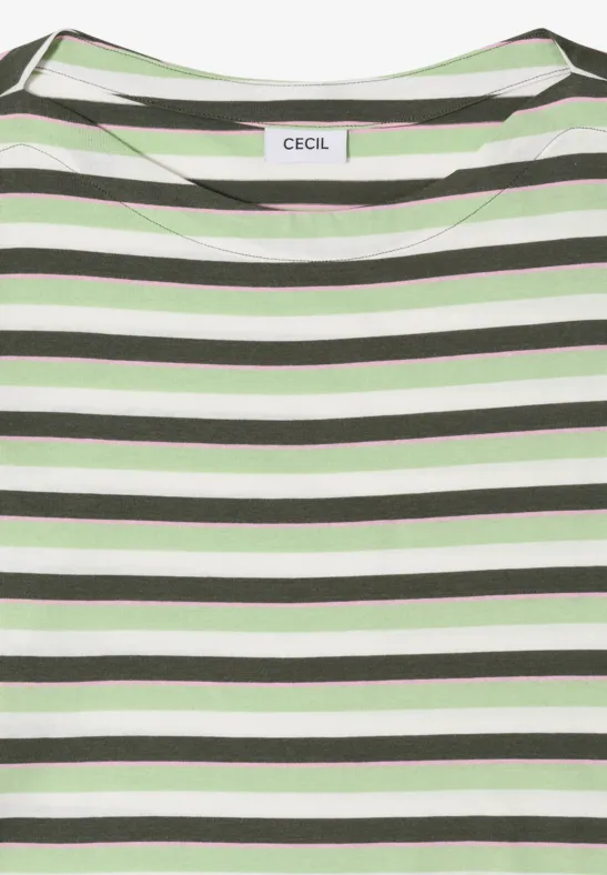 Gestreiftes Baumwollshirt mit 3/4-Ärmeln