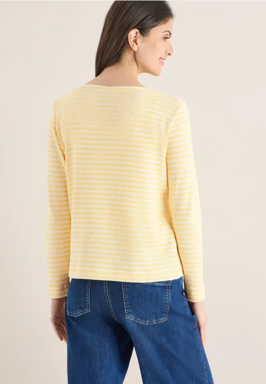 Gestreiftes Langarmshirt im Rippstrick