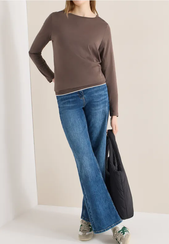 Klassisches Langarmshirt mit Rundhalsausschnitt