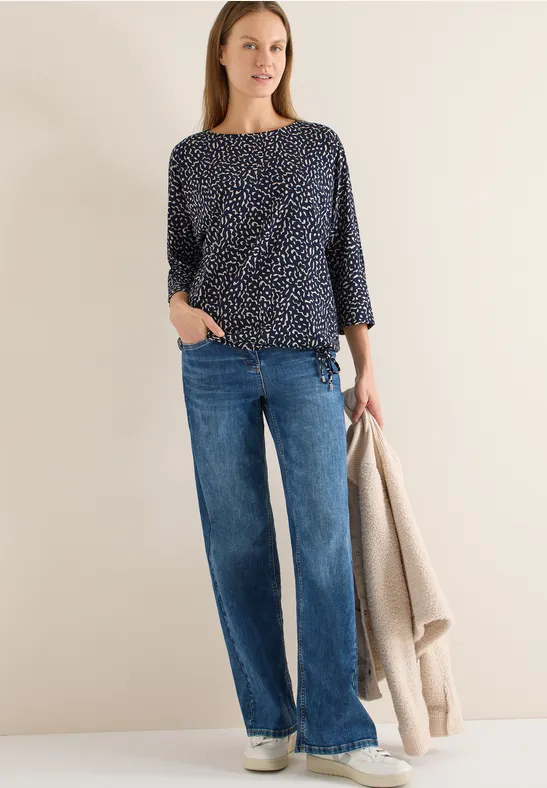 Bluse mit Minimalprint und 3/4-Ärmeln
