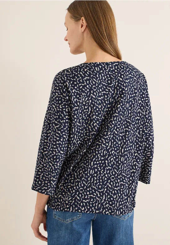 Bluse mit Minimalprint und 3/4-Ärmeln