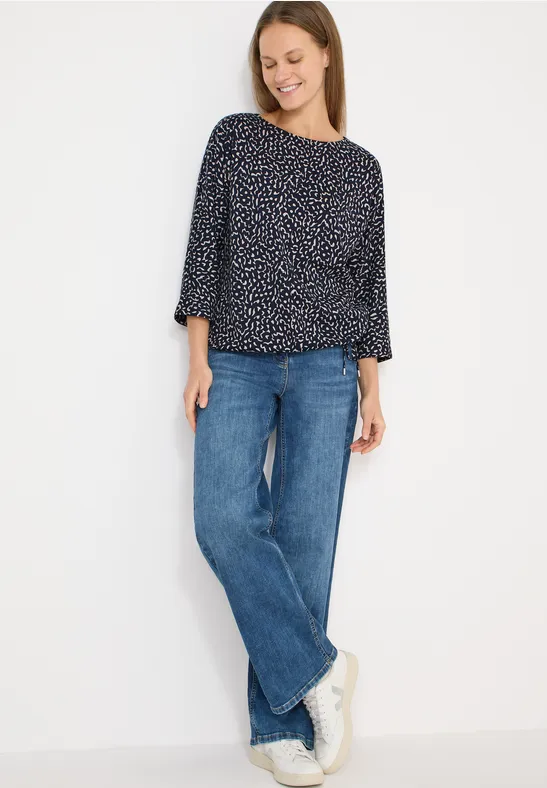 Bluse mit Minimalprint und 3/4-Ärmeln