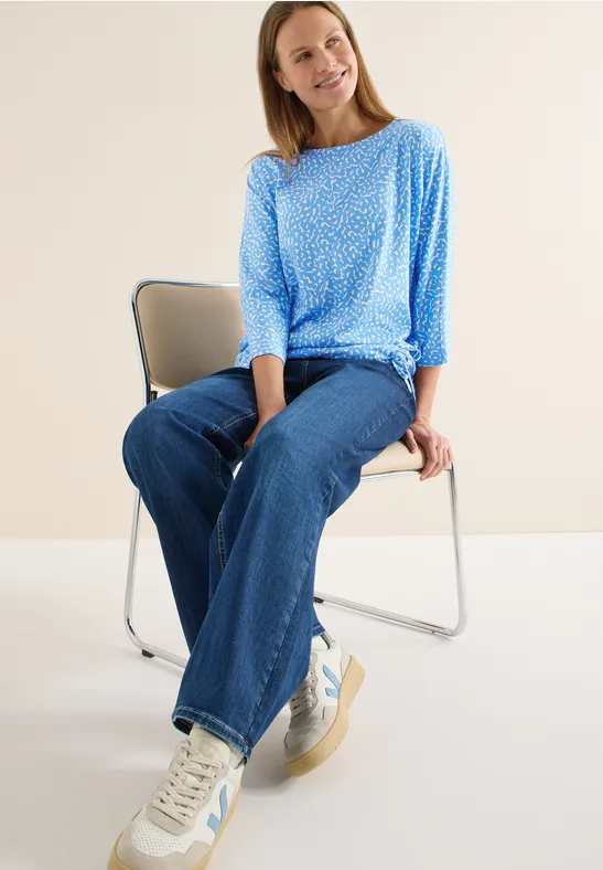 Bluse mit Minimalprint und 3/4-Ärmeln