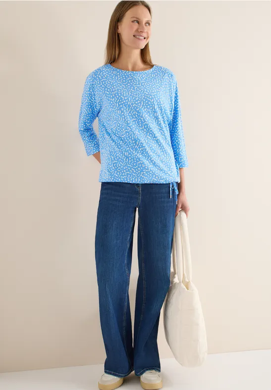 Bluse mit Minimalprint und 3/4-Ärmeln