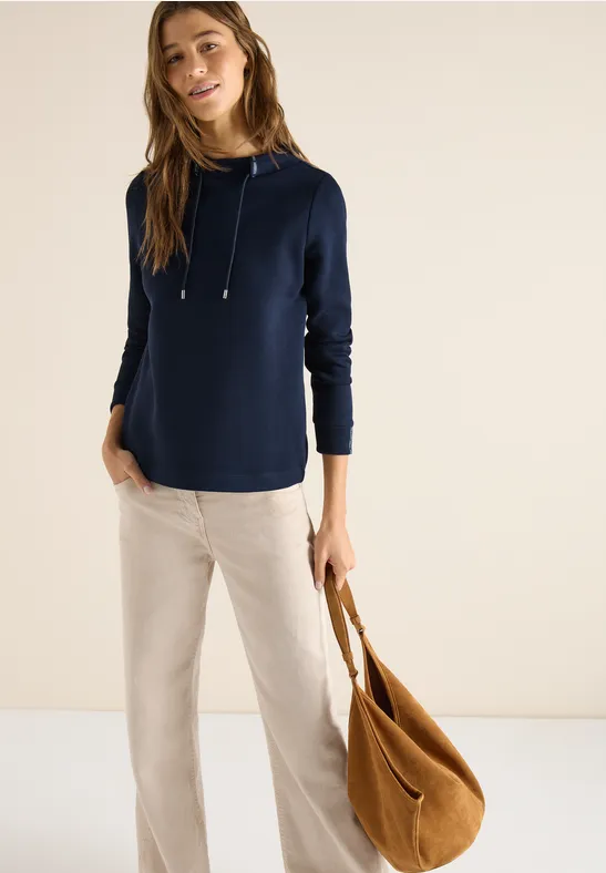 Lässiges Langarm-Sweatshirt mit Trichterkragen