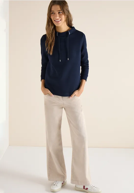 Lässiges Langarm-Sweatshirt mit Trichterkragen