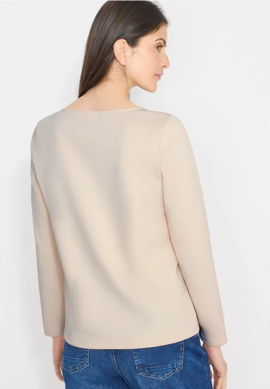 Beiges Sweatshirt mit Grafikprint aus Baumwollmischung