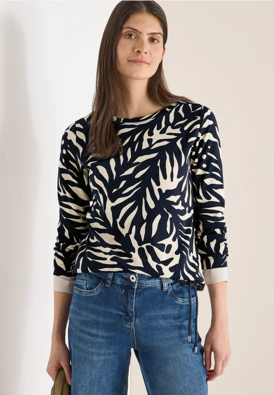 Damen Langarmshirt mit Muster Baumwolle