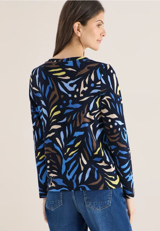Baumwollshirt mit Muster und langen Ärmeln