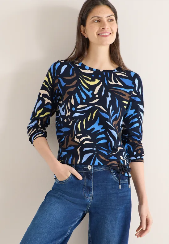 Baumwollshirt mit Muster und langen Ärmeln