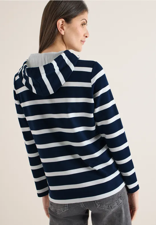 Gestreiftes Langarm-Hoodie-Shirt