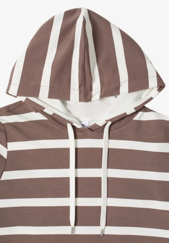 Gestreiftes Kapuzen-Sweatshirt aus Baumwollmischung