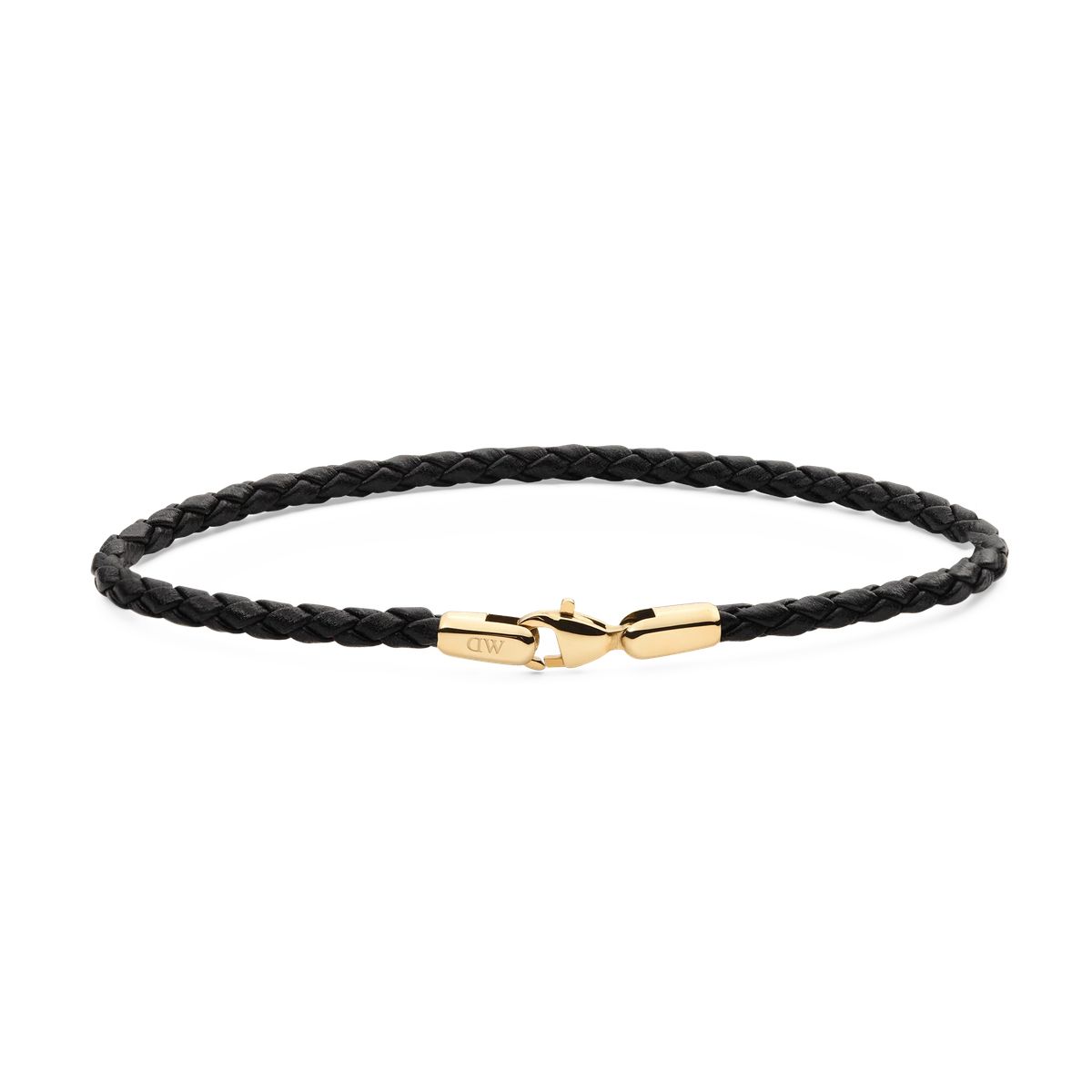 Geflochtenes braunes Lederarmband mit goldenem Verschluss