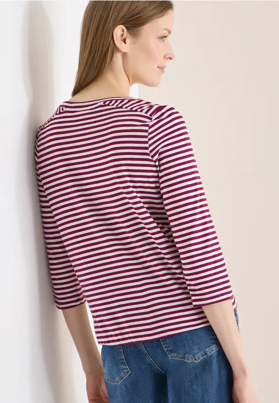 Gestreiftes Jersey-Top aus Baumwollmischung