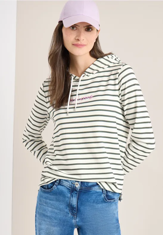 Gestreiftes Langarm-Hoodie-Shirt