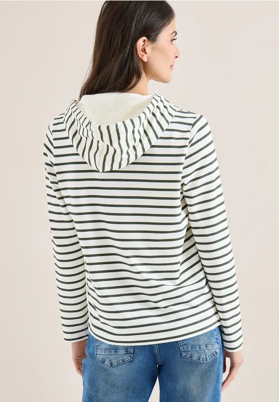 Gestreiftes Langarm-Hoodie-Shirt
