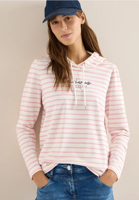 Gestreiftes Langarm-Hoodie-Shirt