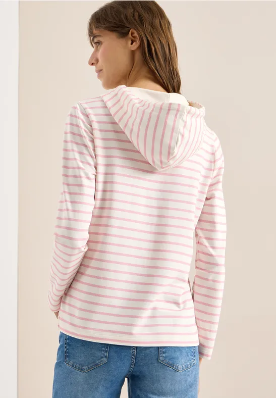 Gestreiftes Langarm-Hoodie-Shirt