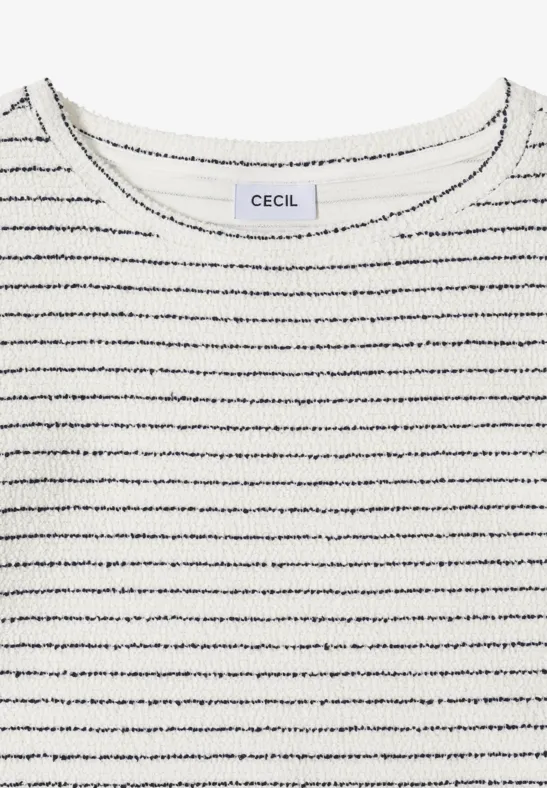 Gestreiftes Bouclé-Strick-T-Shirt