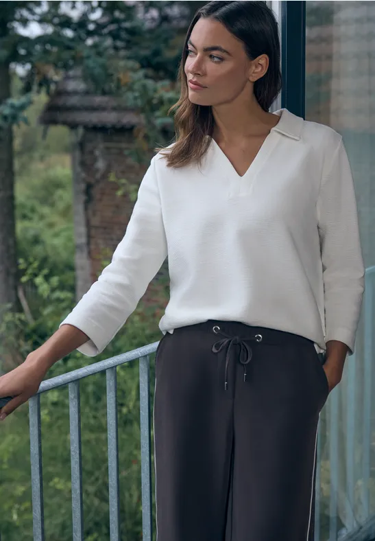 Piqué Poloshirt mit Dreiviertelärmeln