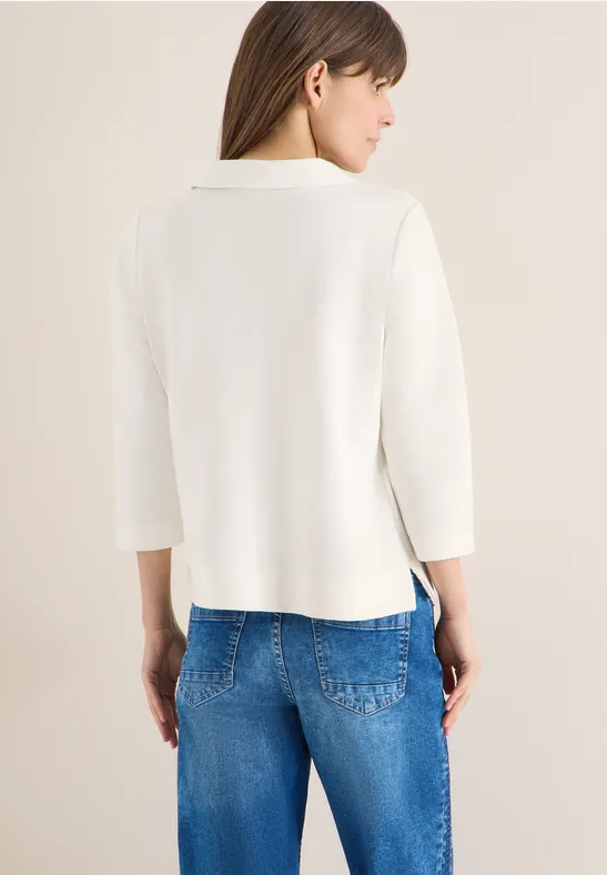 Piqué Poloshirt mit Dreiviertelärmeln