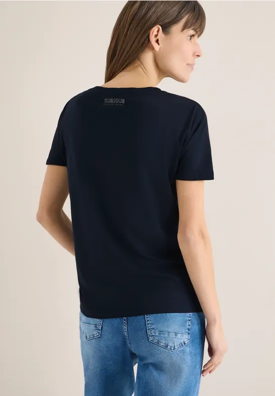 Marineblaues T-Shirt mit abstraktem Print