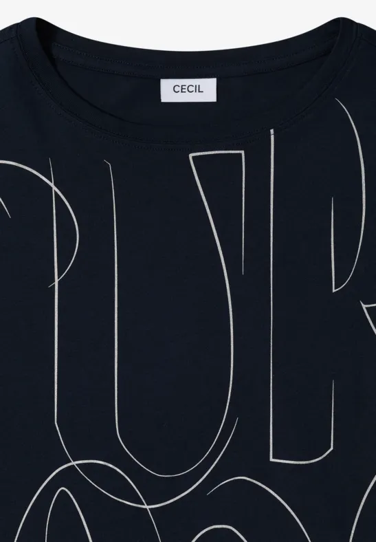 Marineblaues T-Shirt mit abstraktem Print