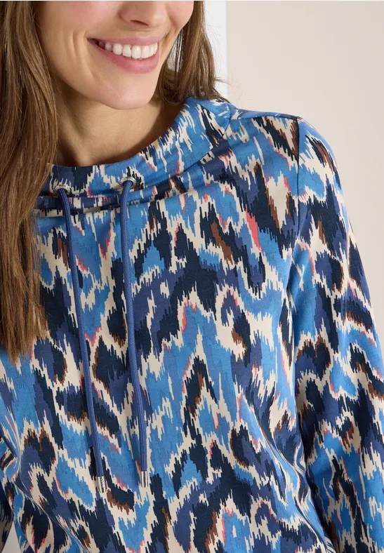 Langarmshirt mit Muster und Stehkragen