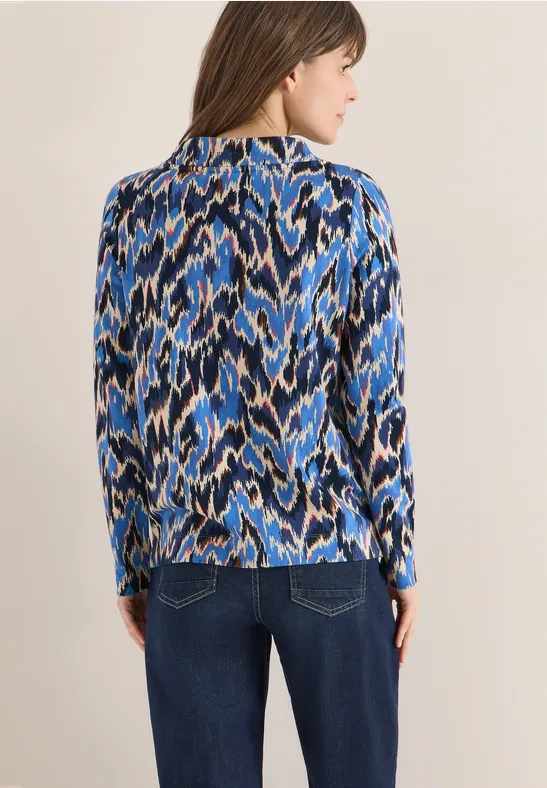 Langarmshirt mit Muster und Stehkragen